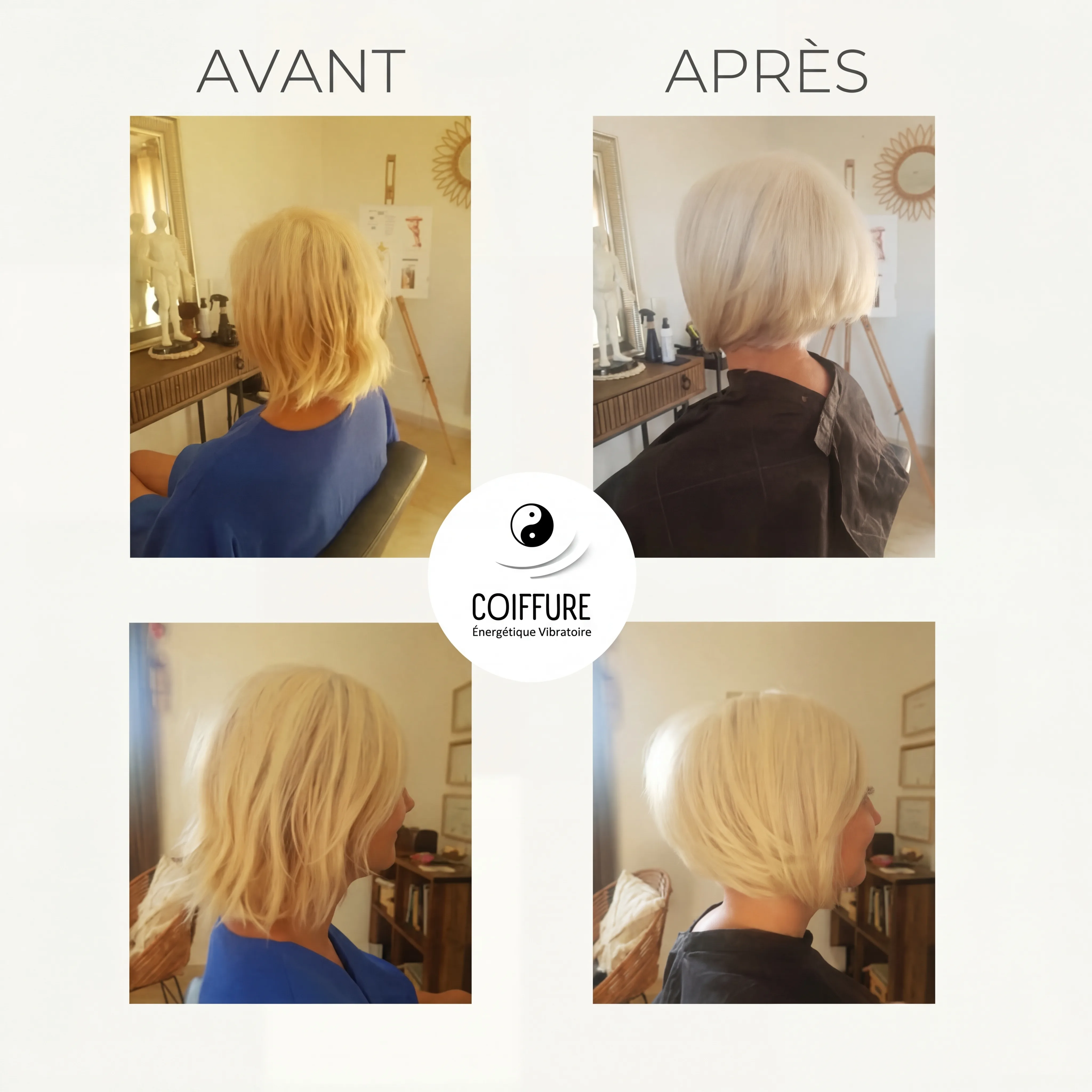 Résultat avant/après coiffure vibratoire — Coiffure Énergétique Vibratoire Alès
